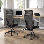 Sedia da ufficio ergonomica in rete certificata BIFMA con cuscino da 3,5 pollici, supporto lombare regolabile, braccioli ribaltabili, capacità 330 libbre