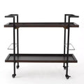 GDFStudio Harrison Industrial Faux Wood and Iron Bar Cart with Wheels