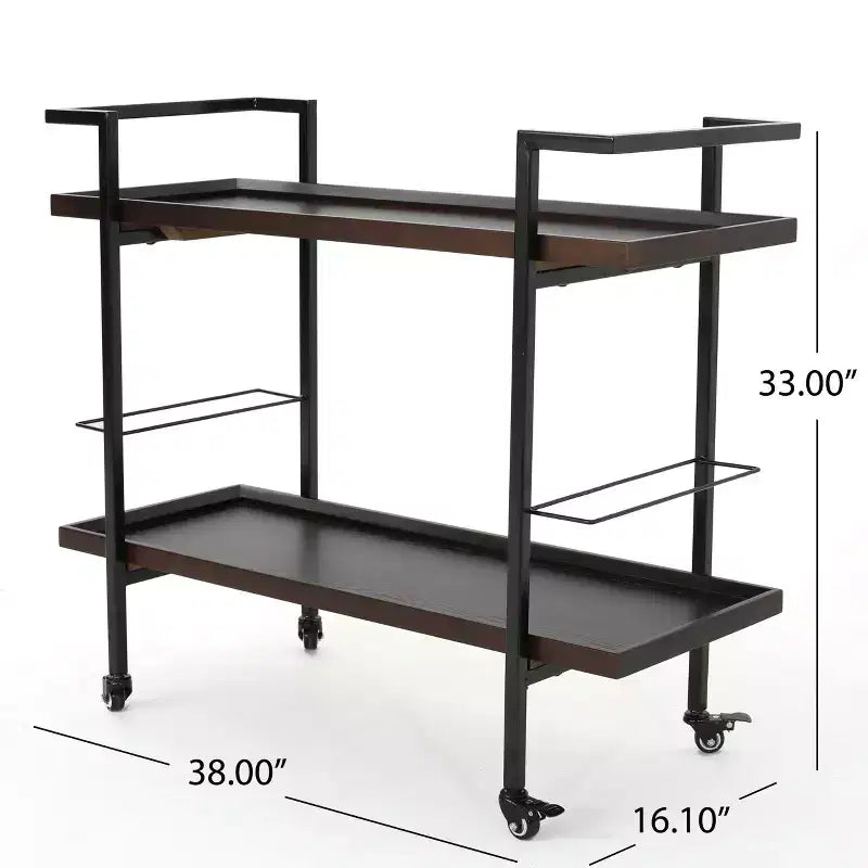 Carrello da bar Harrison Industrial con ruote in legno finto e ferro