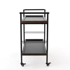 Carrello da bar Harrison Industrial con ruote in legno finto e ferro