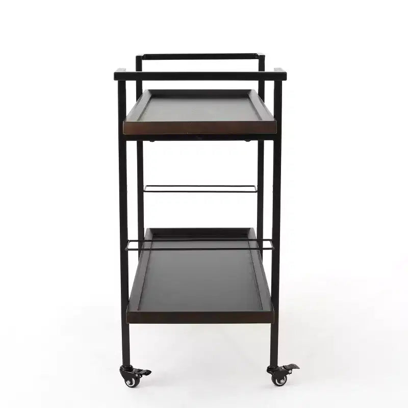 Carrello da bar Harrison Industrial con ruote in legno finto e ferro