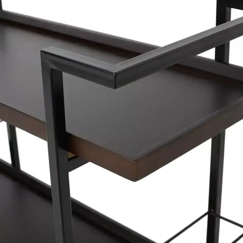Carrello da bar Harrison Industrial con ruote in legno finto e ferro