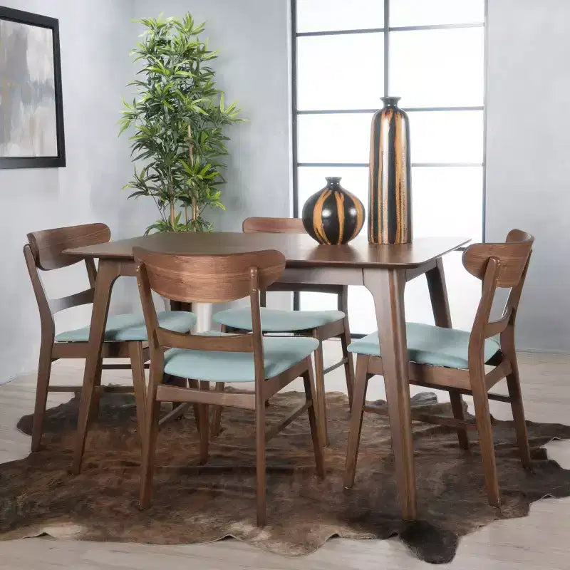 Set da pranzo Bryner Mid Century Modern 5 pezzi in tessuto e legno