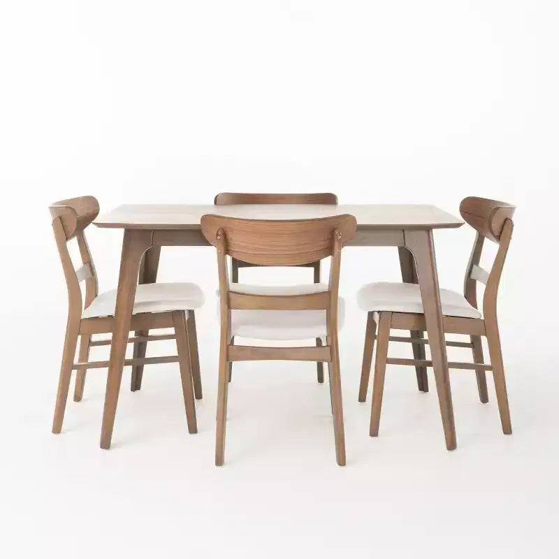 Set da pranzo Bryner Mid Century Modern 5 pezzi in tessuto e legno