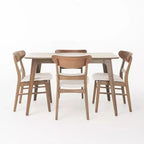 Set da pranzo Bryner Mid Century Modern 5 pezzi in tessuto e legno