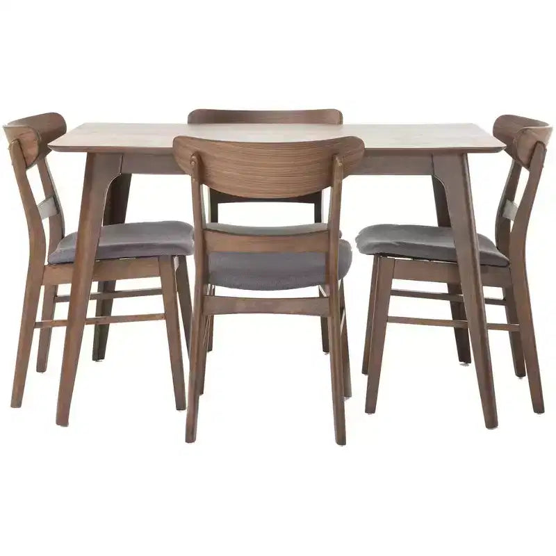 Set da pranzo Bryner Mid Century Modern 5 pezzi in tessuto e legno