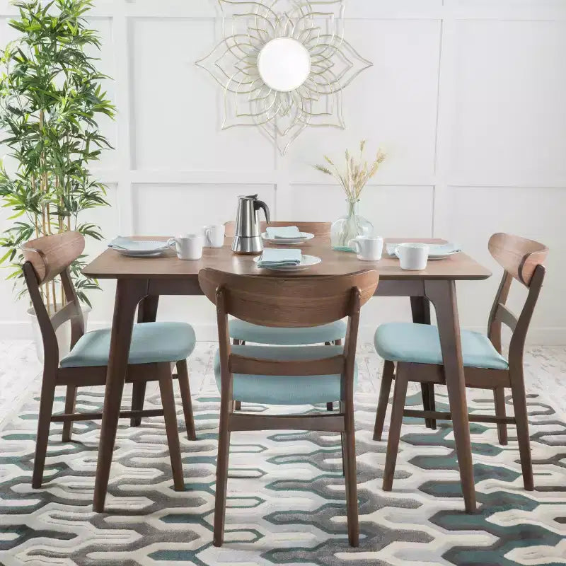 Set da pranzo Bryner Mid Century Modern 5 pezzi in tessuto e legno