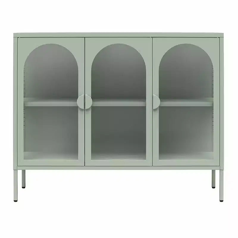 CosmoLiving by Cosmopolitan Chloe Metal Accent Cabinet With 3 Arched Glass Doors
