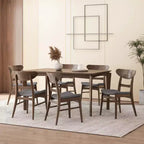 Set da pranzo da 7 pezzi Amesbury in legno e tessuto