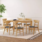 Set da pranzo da 7 pezzi Amesbury in legno e tessuto