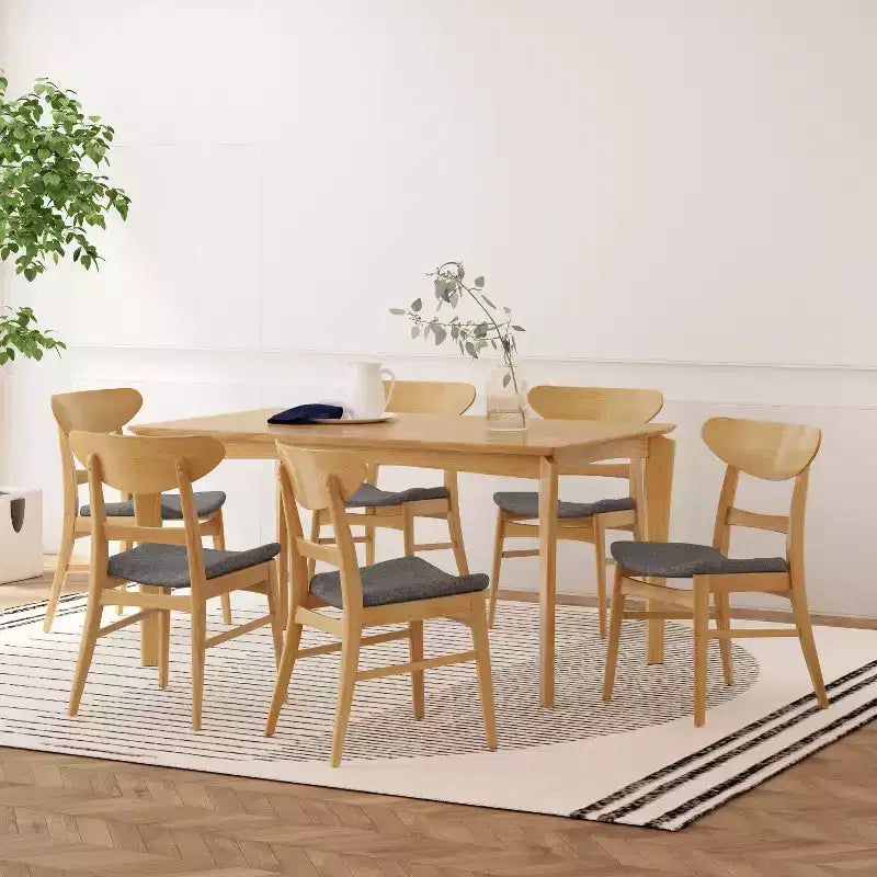 Set da pranzo da 7 pezzi Amesbury in legno e tessuto