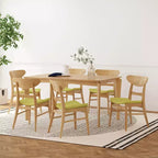 Set da pranzo da 7 pezzi Amesbury in legno e tessuto