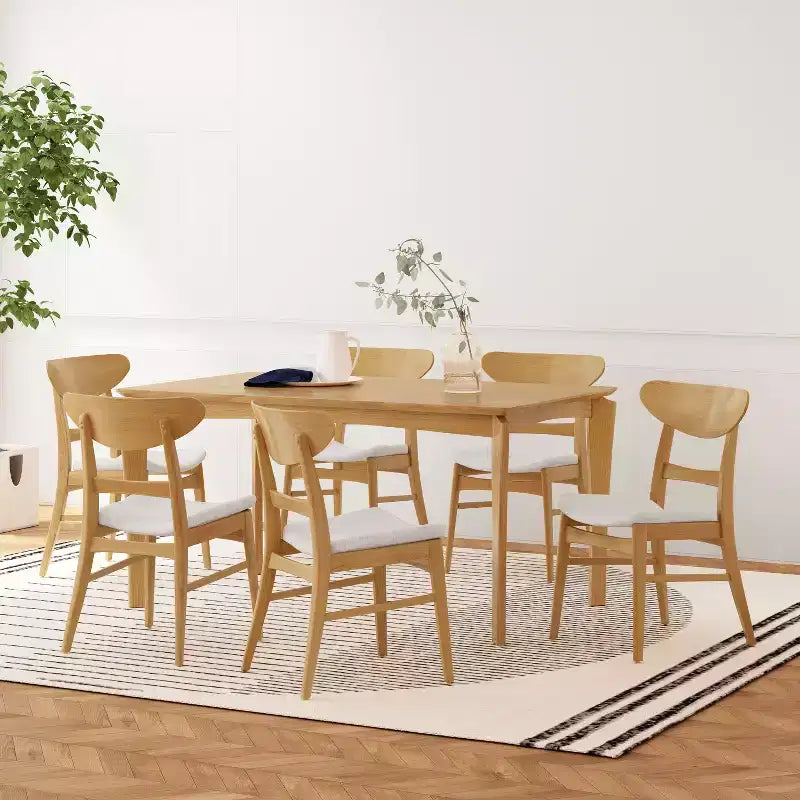 Set da pranzo da 7 pezzi Amesbury in legno e tessuto