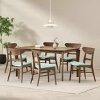 Set da pranzo da 7 pezzi Amesbury in legno e tessuto