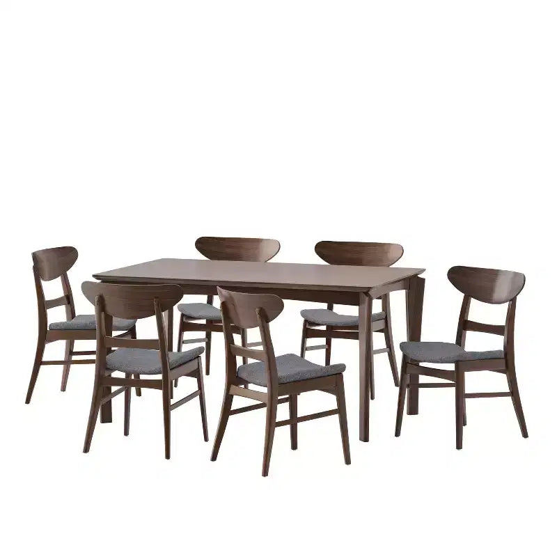Set da pranzo da 7 pezzi Amesbury in legno e tessuto