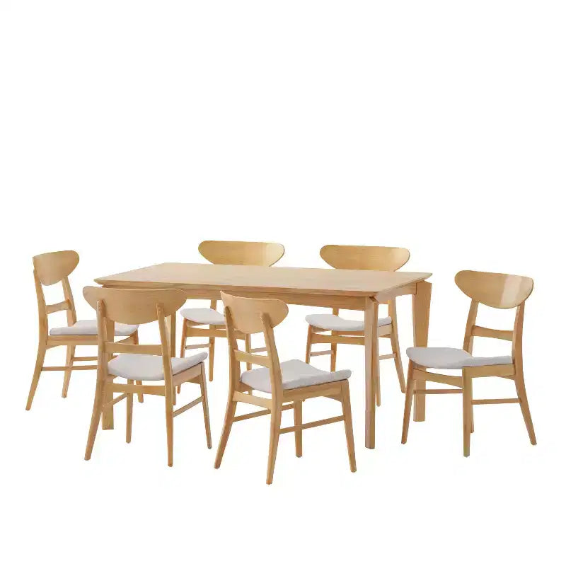 Set da pranzo da 7 pezzi Amesbury in legno e tessuto