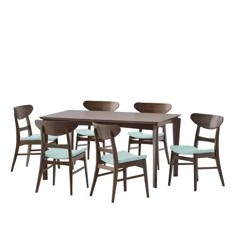 Set da pranzo da 7 pezzi Amesbury in legno e tessuto
