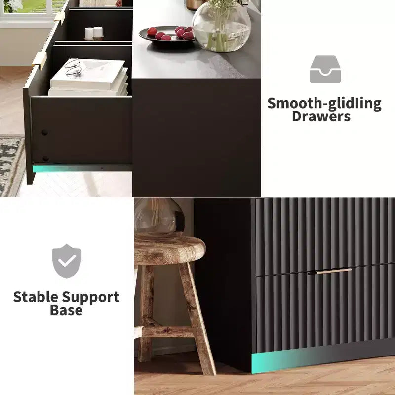 Comò scanalato a 63 8/9 cassetti - Ampio organizer in legno con maniglie in metallo e design antiribaltamento per camera da letto, soggiorno, corridoio