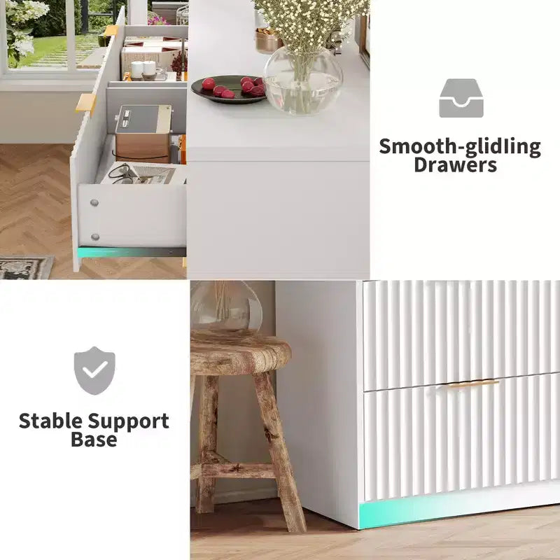 Comò scanalato a 63 8/9 cassetti - Ampio organizer in legno con maniglie in metallo e design antiribaltamento per camera da letto, soggiorno, corridoio