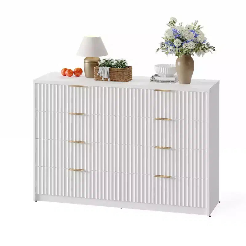 Comò scanalato a 63 8/9 cassetti - Ampio organizer in legno con maniglie in metallo e design antiribaltamento per camera da letto, soggiorno, corridoio