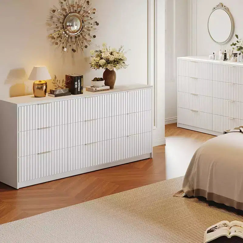 Comò scanalato a 63 8/9 cassetti - Ampio organizer in legno con maniglie in metallo e design antiribaltamento per camera da letto, soggiorno, corridoio