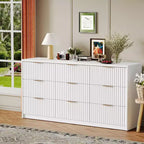 Comò scanalato a 63 8/9 cassetti - Ampio organizer in legno con maniglie in metallo e design antiribaltamento per camera da letto, soggiorno, corridoio