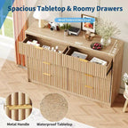 Comò scanalato a 63 8/9 cassetti - Ampio organizer in legno con maniglie in metallo e design antiribaltamento per camera da letto, soggiorno, corridoio