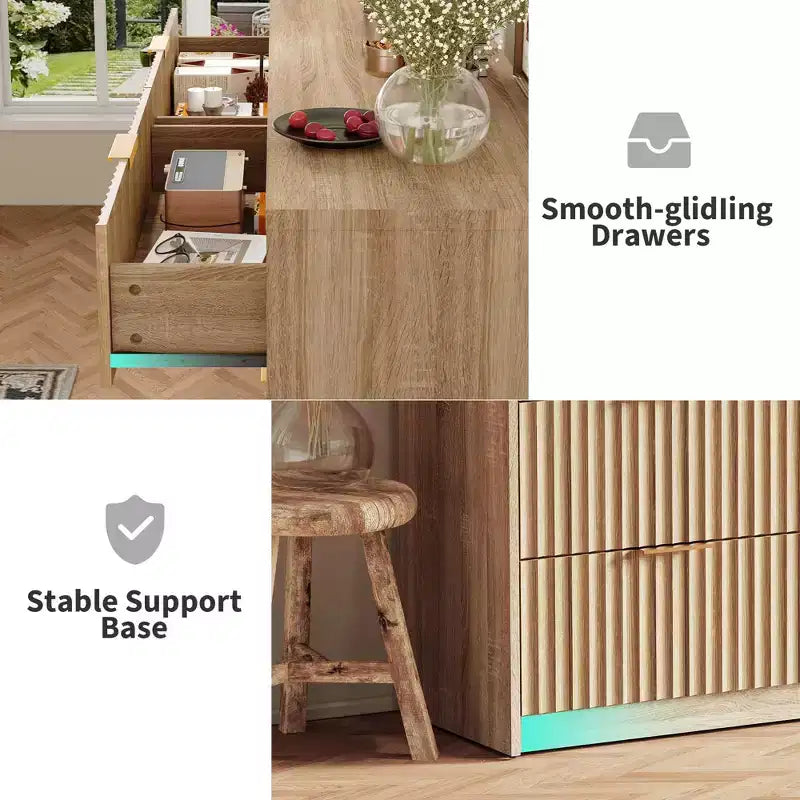 Comò scanalato a 63 8/9 cassetti - Ampio organizer in legno con maniglie in metallo e design antiribaltamento per camera da letto, soggiorno, corridoio