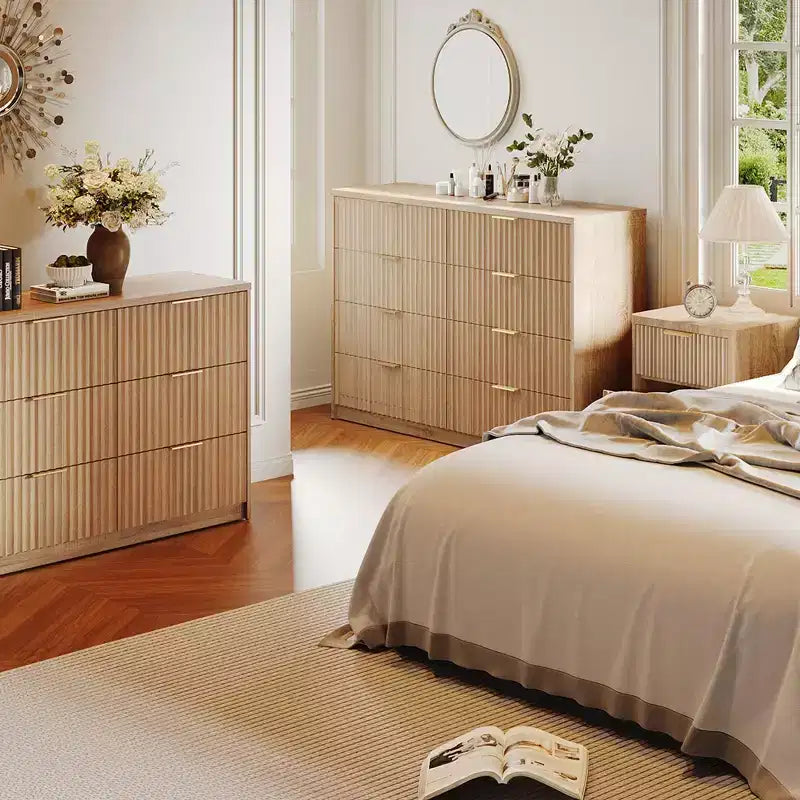 Comò scanalato a 63 8/9 cassetti - Ampio organizer in legno con maniglie in metallo e design antiribaltamento per camera da letto, soggiorno, corridoio