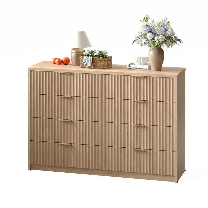 Comò scanalato a 63 8/9 cassetti - Ampio organizer in legno con maniglie in metallo e design antiribaltamento per camera da letto, soggiorno, corridoio