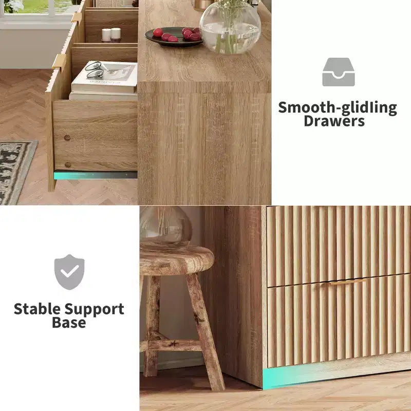 Comò scanalato a 63 8/9 cassetti - Ampio organizer in legno con maniglie in metallo e design antiribaltamento per camera da letto, soggiorno, corridoio