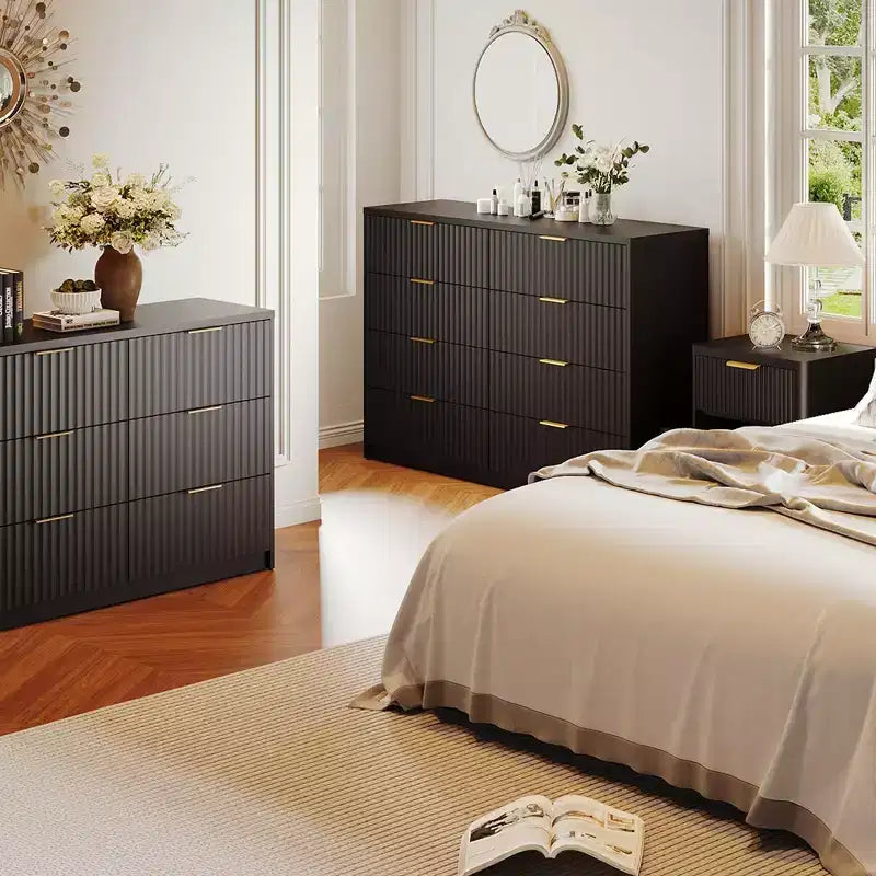Comò scanalato a 63 8/9 cassetti - Ampio organizer in legno con maniglie in metallo e design antiribaltamento per camera da letto, soggiorno, corridoio