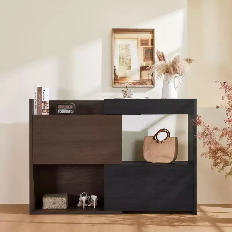 Scarpiera angolare estensibile e girevole, mobile contenitore da 82,5 cm a 149,3 cm con cassetto per ingresso corridoio