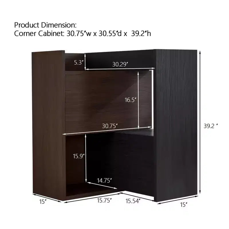 Scarpiera angolare estensibile e girevole, mobile contenitore da 82,5 cm a 149,3 cm con cassetto per ingresso corridoio