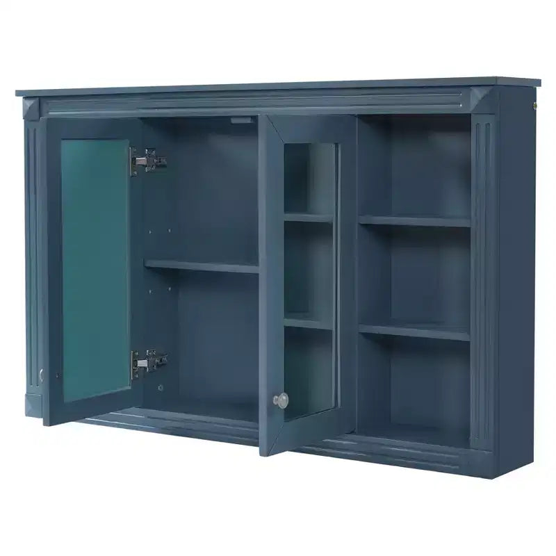 Mobiletto da bagno a parete da 47 pollici, armadietto dei medicinali a parete con specchio e ripiani aperti, mobiletto pensile galleggiante sopra il WC per bagno