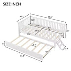 Struttura letto singola con letto estraibile e spondina, letto a piattaforma a basso profilo con scalette per bambini e bambine