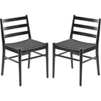Set di 2 sedie da pranzo in stile fattoria di metà secolo, sedie da sala da pranzo con sedile in corda intrecciata e robusta struttura in metallo