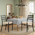 Set di 2 sedie da pranzo in stile fattoria di metà secolo, sedie da sala da pranzo con sedile in corda intrecciata e robusta struttura in metallo