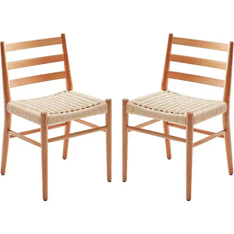 Set di 2 sedie da pranzo in stile fattoria di metà secolo, sedie da sala da pranzo con sedile in corda intrecciata e robusta struttura in metallo
