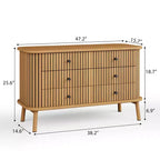 Cassettiera doppia Boho a 6 cassetti con maniglie nere, mobile contenitore in legno naturale per camera da letto, soggiorno e ingresso