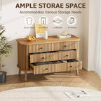 Cassettiera doppia Boho a 6 cassetti con maniglie nere, mobile contenitore in legno naturale per camera da letto, soggiorno e ingresso