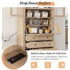 Waylon Mobile Dispensa per Cucina con Presa Elettrica, 3 Cassetti e Ripiani Regolabili
