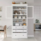 Waylon Mobile Dispensa per Cucina con Presa Elettrica, 3 Cassetti e Ripiani Regolabili
