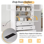Waylon Mobile Dispensa per Cucina con Presa Elettrica, 3 Cassetti e Ripiani Regolabili