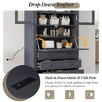 Waylon Mobile Dispensa per Cucina con Presa Elettrica, 3 Cassetti e Ripiani Regolabili