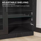 93 Mobili porta-CD/DVD in legno nero con ripiani regolabili e 2 ante in vetro per soggiorno e camera da letto