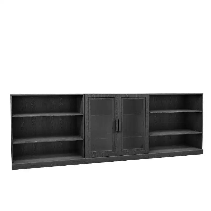 93 Mobili porta-CD/DVD in legno nero con ripiani regolabili e 2 ante in vetro per soggiorno e camera da letto