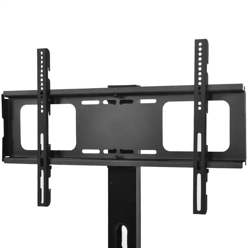 Mobili TV portaoggetti in legno, vetro temperato nero, altezza regolabile, girevole universale, centro di intrattenimento con supporto TV, marrone rustico