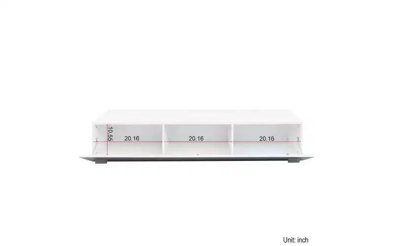 Mobile TV moderno da 63 pollici con ante a scomparsa, mobile porta-dispositivi con contenitore, adatto per soggiorno, bianco