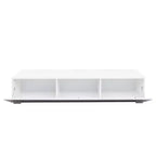 Mobile TV moderno da 63 pollici con ante a scomparsa, mobile porta-dispositivi con contenitore, adatto per soggiorno, bianco